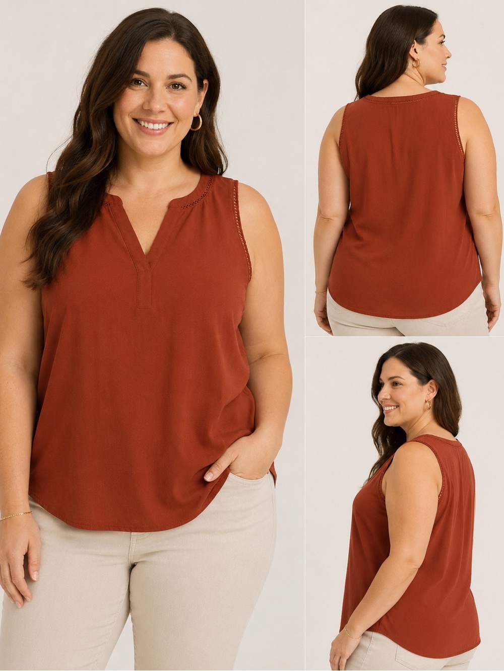 NWOT Ricki's Brick Red Sleeveless V-Notch Tank Top
